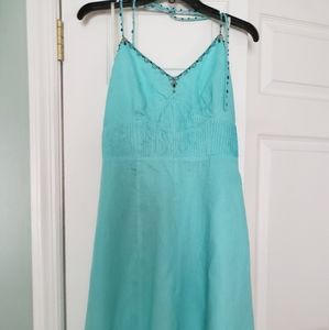🍁ann Taylor's linen turqouise blue dresse